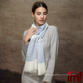 Yarn Dyed Blue White Stripe Fashion Wool Scarf Wholesale